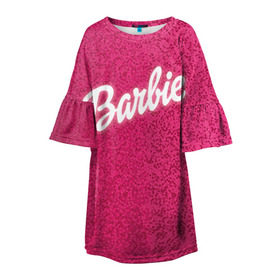 Детское платье 3D с принтом Барби 7 , 100% полиэстер | прямой силуэт, чуть расширенный к низу. Круглая горловина, на рукавах — воланы | barbie | барби | девочка | девушка | кукла