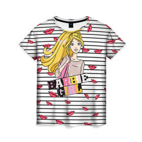 Женская футболка 3D с принтом Барби 8 , 100% полиэфир ( синтетическое хлопкоподобное полотно) | прямой крой, круглый вырез горловины, длина до линии бедер | barbie | барби | девочка | девушка | кукла