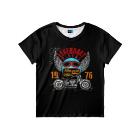 Детская футболка 3D с принтом Мото 1976 , 100% гипоаллергенный полиэфир | прямой крой, круглый вырез горловины, длина до линии бедер, чуть спущенное плечо, ткань немного тянется | 3d | legendary riders | riders | rock | авто | автомобильные | гонщик | дорога | колеса | крылья | мото | мотоциклы | рок
