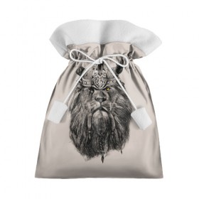 Подарочный 3D мешок с принтом Старый воин , 100% полиэстер | Размер: 29*39 см | борода | взгляд | викинг | воин | грива | косы | лев | рога | череп | шлем