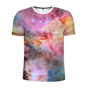 Мужская футболка 3D спортивная с принтом Светящаяся туманность , 100% полиэстер с улучшенными характеристиками | приталенный силуэт, круглая горловина, широкие плечи, сужается к линии бедра | m 42 | вселенная | галактика | звезды | космос | свет | туманность ориона | цвет