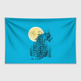 Флаг-баннер с принтом тигр , 100% полиэстер | размер 67 х 109 см, плотность ткани — 95 г/м2; по краям флага есть четыре люверса для крепления | арт | бамбук | восток | графика | живопись | китай | луна | небо | ночь | полосы | птицы | рисунок | творчество | хищник | япония