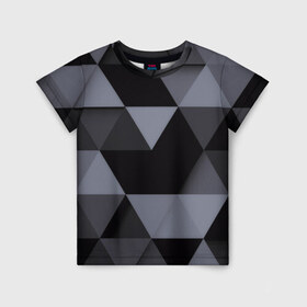 Детская футболка 3D с принтом Геометрия , 100% гипоаллергенный полиэфир | прямой крой, круглый вырез горловины, длина до линии бедер, чуть спущенное плечо, ткань немного тянется | 3d | abstract | gray | lowpoly | polygon | triangle | абстракция | геометрия | полигоны | треугольники