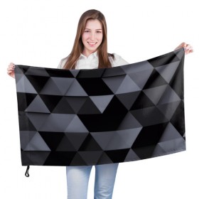 Флаг 3D с принтом Геометрия , 100% полиэстер | плотность ткани — 95 г/м2, размер — 67 х 109 см. Принт наносится с одной стороны | 3d | abstract | gray | lowpoly | polygon | triangle | абстракция | геометрия | полигоны | треугольники
