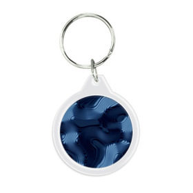 Брелок круглый с принтом Lullaby blue , пластик и полированная сталь | круглая форма, металлическое крепление в виде кольца | Тематика изображения на принте: волны | синий | темный