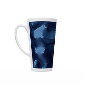 Кружка Латте с принтом Lullaby blue , Белая керамика | Объем 480 мл; Высота 150 мм; Диаметр 90 мм | Тематика изображения на принте: волны | синий | темный