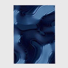 Постер с принтом Lullaby blue , 100% бумага
 | бумага, плотность 150 мг. Матовая, но за счет высокого коэффициента гладкости имеет небольшой блеск и дает на свету блики, но в отличии от глянцевой бумаги не покрыта лаком | Тематика изображения на принте: волны | синий | темный