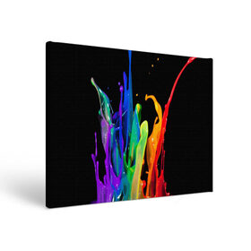 Холст прямоугольный с принтом Краски , 100% ПВХ |  | background | black | bright | paint | rainbow | spectrum | splash | spray | брызги | всплеск | краски | радуга | спектр | фон | черный | яркие