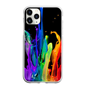 Чехол для iPhone 11 Pro матовый с принтом Краски , Силикон |  | background | black | bright | paint | rainbow | spectrum | splash | spray | брызги | всплеск | краски | радуга | спектр | фон | черный | яркие