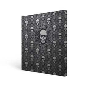Холст квадратный с принтом Black Milk - Skulls - Черепа , 100% ПВХ |  | black milk | metall | pattern | rock | skulls | патерн | узор | череп | черепа | черная
