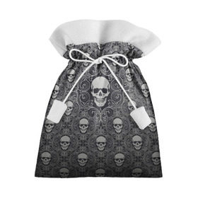 Подарочный 3D мешок с принтом Black Milk - Skulls - Черепа , 100% полиэстер | Размер: 29*39 см | Тематика изображения на принте: black milk | metall | pattern | rock | skulls | патерн | узор | череп | черепа | черная
