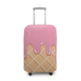 Чехол для чемодана 3D с принтом Я Клубничный Рожок , 86% полиэфир, 14% спандекс | двустороннее нанесение принта, прорези для ручек и колес | ваниль | вафля | вкус | вкусно | вкусняшка | десерт | жара | капли | клубника | лед | лето | молоко | мороженка | мороженое | пломбир | принт | рожок | сладость | шоколад | эскимо