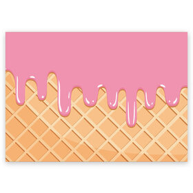 Поздравительная открытка с принтом Я Клубничный Рожок , 100% бумага | плотность бумаги 280 г/м2, матовая, на обратной стороне линовка и место для марки
 | ваниль | вафля | вкус | вкусно | вкусняшка | десерт | жара | капли | клубника | лед | лето | молоко | мороженка | мороженое | пломбир | принт | рожок | сладость | шоколад | эскимо