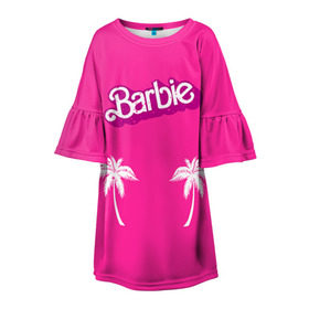 Детское платье 3D с принтом Barbie пальмы , 100% полиэстер | прямой силуэт, чуть расширенный к низу. Круглая горловина, на рукавах — воланы | badgirl | barbie | beach party | beaches | bride | crew | girl | girlfriends | henparty | pink | power | princess | real girls | superbride | team | девичник | для влюбленных | для подруг | замуж | море | невеста | отдых | пляж | пляжная вечеринка | подру