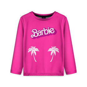 Детский лонгслив 3D с принтом Barbie пальмы , 100% полиэстер | длинные рукава, круглый вырез горловины, полуприлегающий силуэт
 | badgirl | barbie | beach party | beaches | bride | crew | girl | girlfriends | henparty | pink | power | princess | real girls | superbride | team | девичник | для влюбленных | для подруг | замуж | море | невеста | отдых | пляж | пляжная вечеринка | подру