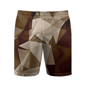 Мужские шорты 3D спортивные с принтом Brown geometry ,  |  | abstraction | геометрия | грани | полигоны | текстура | треугольники