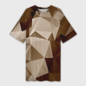 Платье-футболка 3D с принтом Brown geometry ,  |  | Тематика изображения на принте: abstraction | геометрия | грани | полигоны | текстура | треугольники