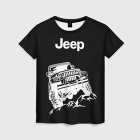 Женская футболка 3D с принтом Jeep , 100% полиэфир ( синтетическое хлопкоподобное полотно) | прямой крой, круглый вырез горловины, длина до линии бедер | автомобиль | джип | марка | машина