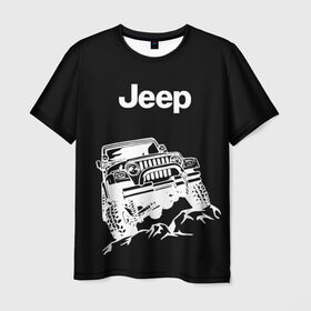 Мужская футболка 3D с принтом Jeep , 100% полиэфир | прямой крой, круглый вырез горловины, длина до линии бедер | автомобиль | джип | марка | машина