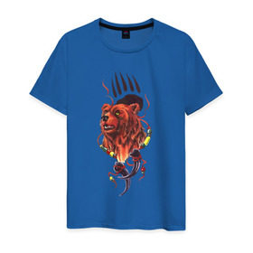 Мужская футболка хлопок с принтом Медведь Тотем , 100% хлопок | прямой крой, круглый вырез горловины, длина до линии бедер, слегка спущенное плечо. | бусы | индейский | след | тотемное животное