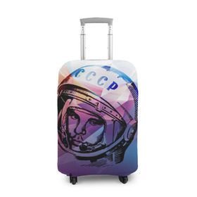 Чехол для чемодана 3D с принтом Юрий Гагарин Геометрия , 86% полиэфир, 14% спандекс | двустороннее нанесение принта, прорези для ручек и колес | гагарин | геометрия | космонавт | космос | полёт | полигон | скафандр | ссср | юрий гагарин