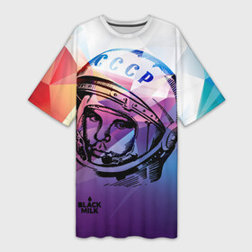 Платье-футболка 3D с принтом Юрий Гагарин Геометрия ,  |  | Тематика изображения на принте: гагарин | геометрия | космонавт | космос | полёт | полигон | скафандр | ссср | юрий гагарин