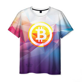 Мужская футболка 3D с принтом Биткоин - Bitcoin Geometria , 100% полиэфир | прямой крой, круглый вырез горловины, длина до линии бедер | Тематика изображения на принте: bitcoin | coin | crypto | geometria | polygon | биткоин | геометрия | коин | криптовалюта | полигон