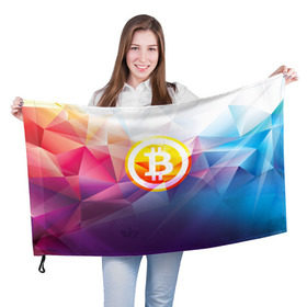 Флаг 3D с принтом Биткоин - Bitcoin Geometria , 100% полиэстер | плотность ткани — 95 г/м2, размер — 67 х 109 см. Принт наносится с одной стороны | bitcoin | coin | crypto | geometria | polygon | биткоин | геометрия | коин | криптовалюта | полигон