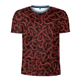 Мужская футболка 3D спортивная с принтом Сколопендры , 100% полиэстер с улучшенными характеристиками | приталенный силуэт, круглая горловина, широкие плечи, сужается к линии бедра | centipede | многоножка | насекомые | паттерн | сколопендра | сороконожка | текстура