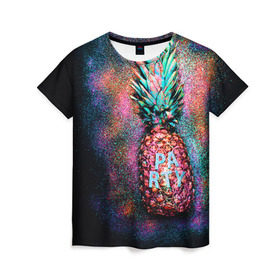 Женская футболка 3D с принтом Fashion Party , 100% полиэфир ( синтетическое хлопкоподобное полотно) | прямой крой, круглый вырез горловины, длина до линии бедер | aloha | beaches | bride | ананас | девичник | невеста | пляж | пляжная вечеринка | тропики | фрукты