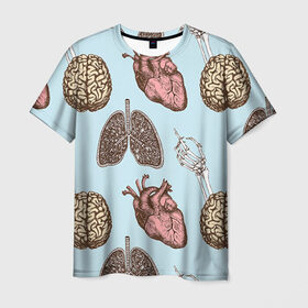 Мужская футболка 3D с принтом Органы , 100% полиэфир | прямой крой, круглый вырез горловины, длина до линии бедер | doctor | врач | доктор | кости | кость | легкие | медик | медицина | мозг | орган | органы | сердце | скелет