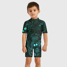 Детский купальный костюм 3D с принтом Клетки , Полиэстер 85%, Спандекс 15% | застежка на молнии на спине | doctor | биология | врач | деление | доктор | клетки | медик | медицина