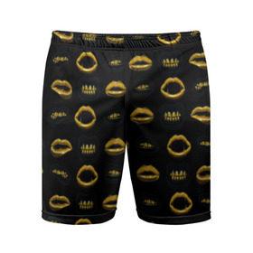 Мужские шорты 3D спортивные с принтом Губы ,  |  | 2k17 | gold | golden | lips | style | swag | teeth | губы | золото | золотые губы | золотые зубы | зубы | мода | паттерн | поцелуй | рот | стиль | текстура