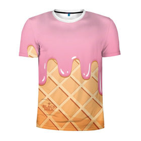 Мужская футболка 3D спортивная с принтом Black Milk Мороженое Стаканчик , 100% полиэстер с улучшенными характеристиками | приталенный силуэт, круглая горловина, широкие плечи, сужается к линии бедра | ice cream | мороженое | рожок | стаканчик | эскимо