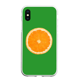 Чехол для iPhone XS Max матовый с принтом Низкополигональный апельсин , Силикон | Область печати: задняя сторона чехла, без боковых панелей | lowpoly | polygonal | апельсин | зеленый | оранджевый | полигон | полигональный | полигоны | яркий