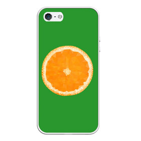 Чехол для iPhone 5/5S матовый с принтом Низкополигональный апельсин , Силикон | Область печати: задняя сторона чехла, без боковых панелей | lowpoly | polygonal | апельсин | зеленый | оранджевый | полигон | полигональный | полигоны | яркий