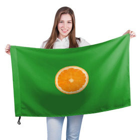 Флаг 3D с принтом Низкополигональный апельсин , 100% полиэстер | плотность ткани — 95 г/м2, размер — 67 х 109 см. Принт наносится с одной стороны | lowpoly | polygonal | апельсин | зеленый | оранджевый | полигон | полигональный | полигоны | яркий