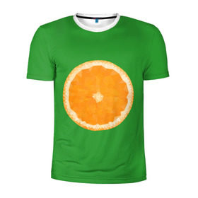Мужская футболка 3D спортивная с принтом Низкополигональный апельсин , 100% полиэстер с улучшенными характеристиками | приталенный силуэт, круглая горловина, широкие плечи, сужается к линии бедра | lowpoly | polygonal | апельсин | зеленый | оранджевый | полигон | полигональный | полигоны | яркий