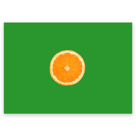 Поздравительная открытка с принтом Низкополигональный апельсин , 100% бумага | плотность бумаги 280 г/м2, матовая, на обратной стороне линовка и место для марки
 | lowpoly | polygonal | апельсин | зеленый | оранджевый | полигон | полигональный | полигоны | яркий
