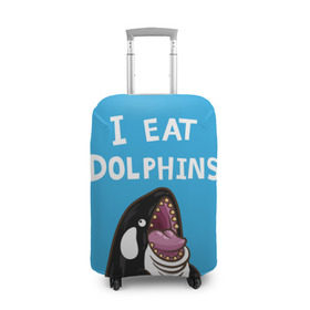 Чехол для чемодана 3D с принтом Я ем дельфинов , 86% полиэфир, 14% спандекс | двустороннее нанесение принта, прорези для ручек и колес | дельфины | касатка