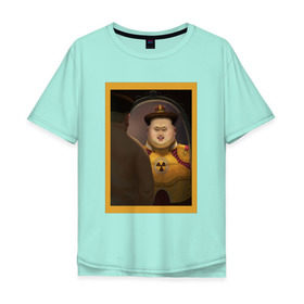 Мужская футболка хлопок Oversize с принтом Счастливый Ким , 100% хлопок | свободный крой, круглый ворот, “спинка” длиннее передней части | ким чен ын | северная корея