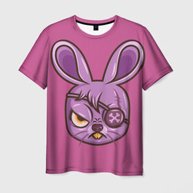 Мужская футболка 3D с принтом Зайчик , 100% полиэфир | прямой крой, круглый вырез горловины, длина до линии бедер | заяц | кролик | розовый