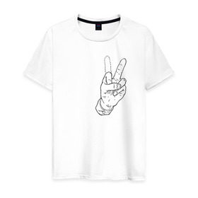 Мужская футболка хлопок с принтом Недофак , 100% хлопок | прямой крой, круглый вырез горловины, длина до линии бедер, слегка спущенное плечо. | v | виктори | пис | средний палец