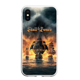 Чехол для iPhone XS Max матовый с принтом Skull and Bones , Силикон | Область печати: задняя сторона чехла, без боковых панелей | игра | корабль | кости | море | огонь | пират | пламя | череп