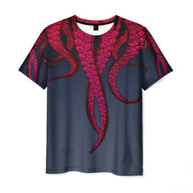 Мужская футболка 3D с принтом Щупальцы Осьминога , 100% полиэфир | прямой крой, круглый вырез горловины, длина до линии бедер | Тематика изображения на принте: кальмар | осьминог | щупальца