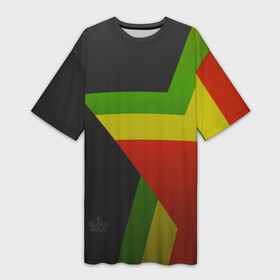 Платье-футболка 3D с принтом Black Milk Black Rasta Star ,  |  | 420 | black milk | bob marley | buds | color | jamaica | rasta | rastaman | snoop dogg | star | tricolor | боб марли | бошки | раста | триколор