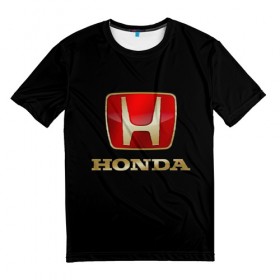 Мужская футболка 3D с принтом Honda , 100% полиэфир | прямой крой, круглый вырез горловины, длина до линии бедер | авот | марка | машина | хонда