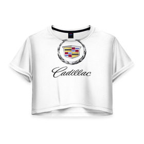 Женская футболка 3D укороченная с принтом Cadillac , 100% полиэстер | круглая горловина, длина футболки до линии талии, рукава с отворотами | авто | кадиллак | марка | машина