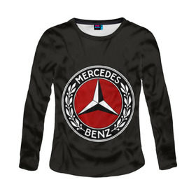 Женский лонгслив 3D с принтом Mercedes-Benz , 100% полиэстер | длинные рукава, круглый вырез горловины, полуприлегающий силуэт | car | germany | logo | make | mercedes benz | автомобиль | германия | логотип | марка | мерседес бенц