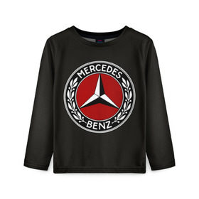 Детский лонгслив 3D с принтом Mercedes-Benz , 100% полиэстер | длинные рукава, круглый вырез горловины, полуприлегающий силуэт
 | car | germany | logo | make | mercedes benz | автомобиль | германия | логотип | марка | мерседес бенц